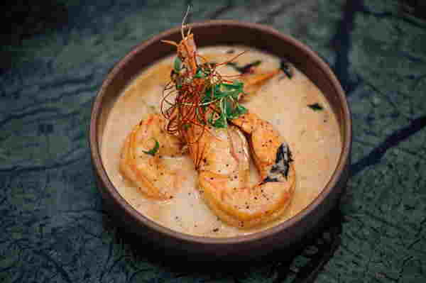 shrimp bisque decorated