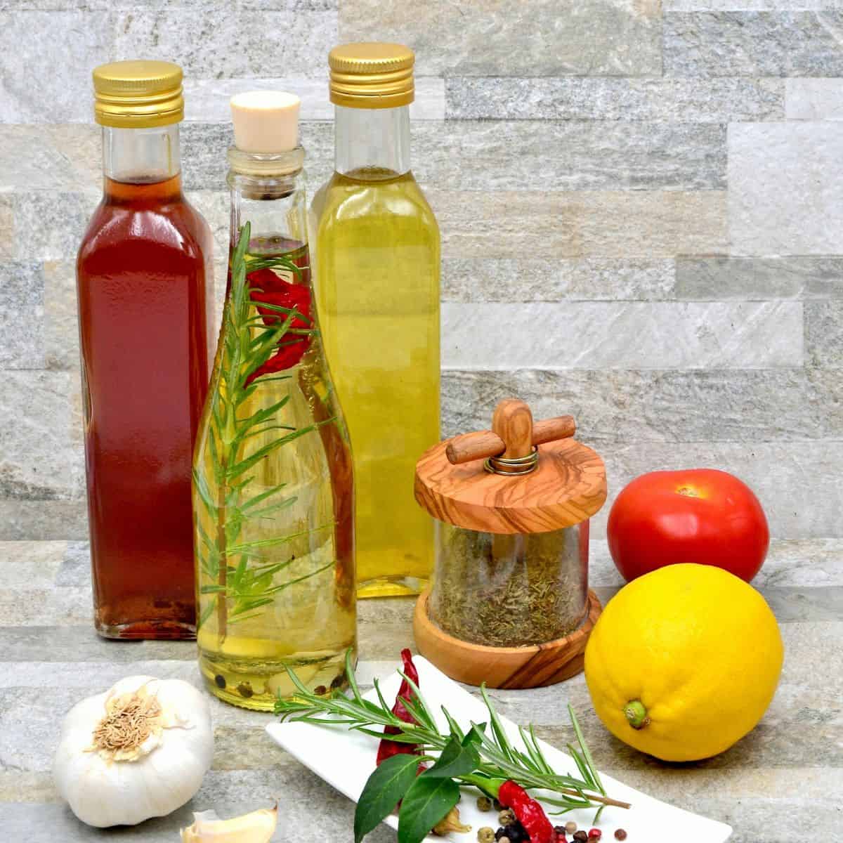 Some ingredients for mixing up homemade salad. sauce.