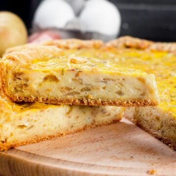 A yellow onion custard tart.