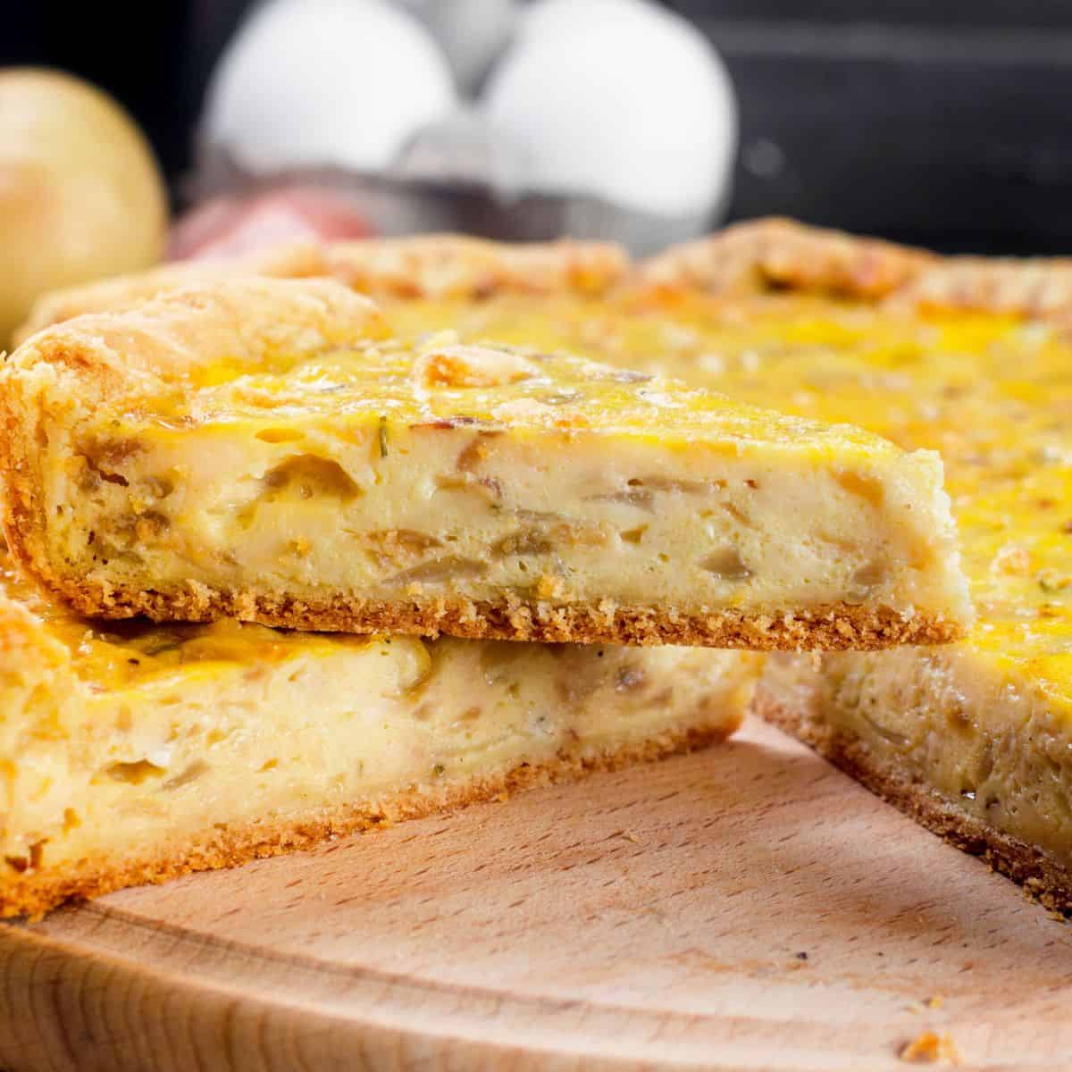 A yellow onion custard tart.