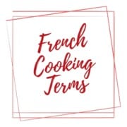 The words French cooking terms in red inside two off-set boxes.