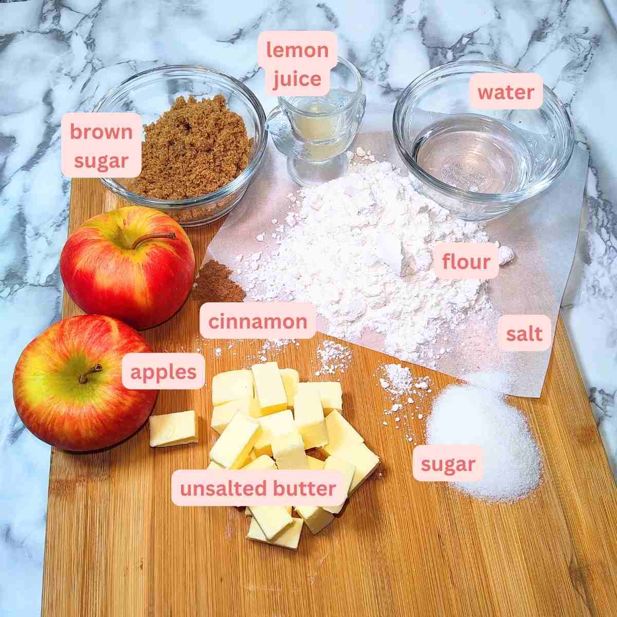 A clear photo of all the ingredients with a label for each one.