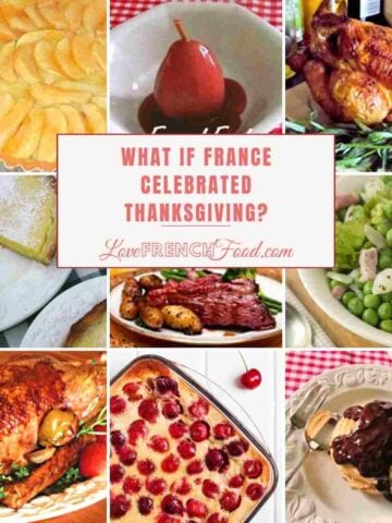 A collage of colorful recipes answering the question "what is France celebrated thanksgiving".