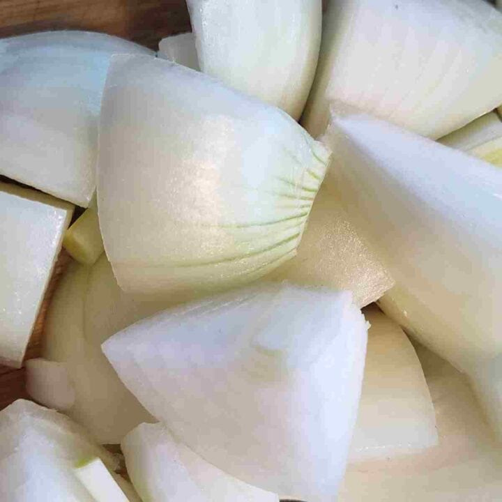 White onions chopped and ready to cook.