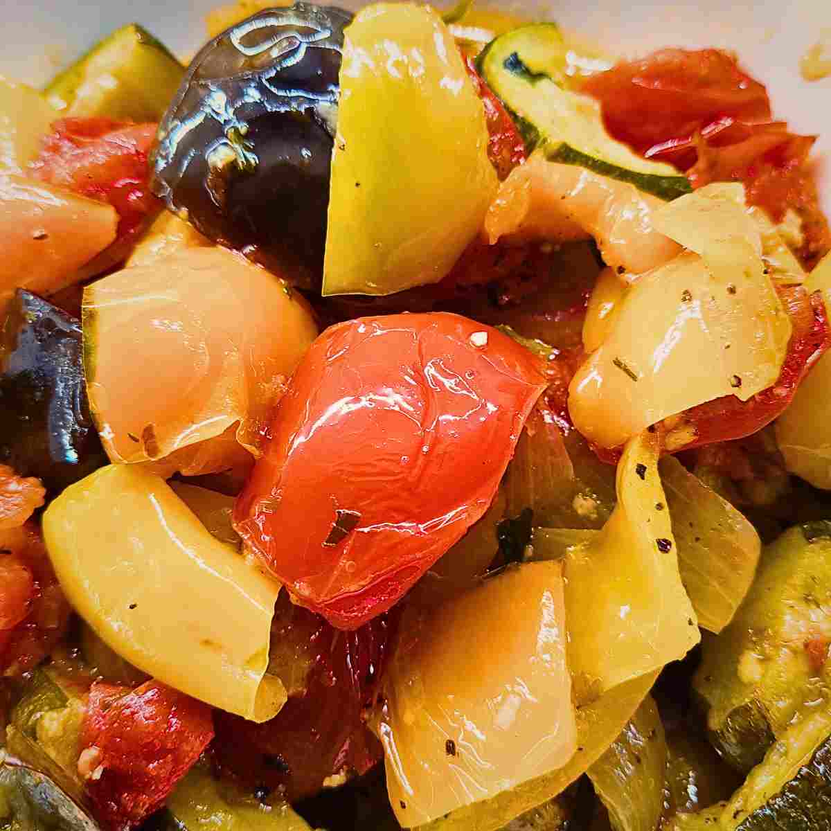 Colorful ready to eat vegetable dish.