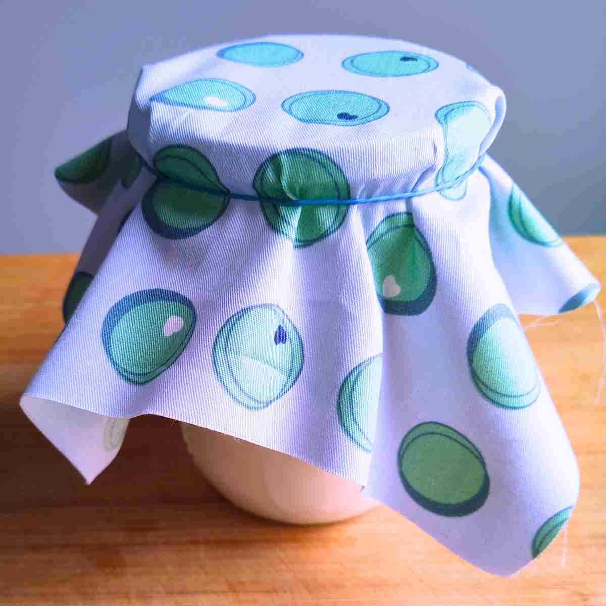 Creme fraiche culture stirred, covered, and ready to be cultured for 12-24 hours.