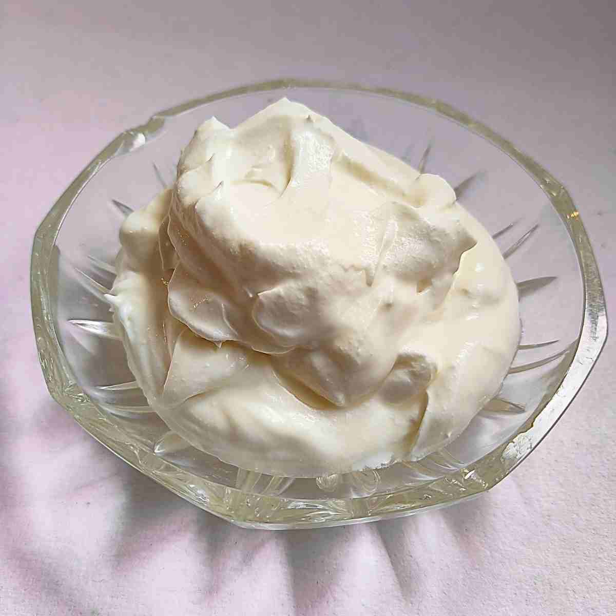 Bowl of fresh, homemade creme fraiche.