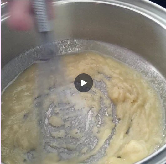 Whisk flour into melted butter quickly until it is all incorporated and smooth.