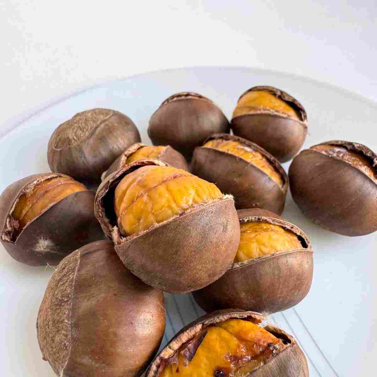 Chestnuts cooked in the microwave with shells on.