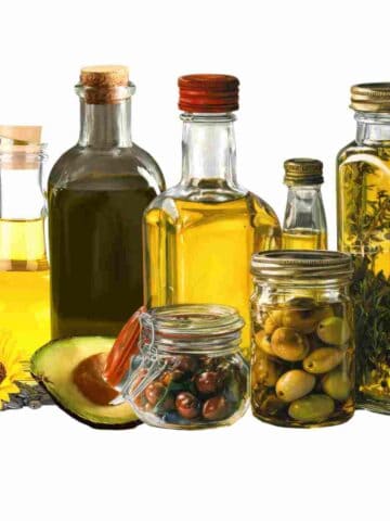 A variety of cooking oils for cooking and using on salads.