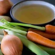 DIY Stock, a simple vegetable stock recipe made only with fresh vegetables.
