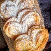 Palmiers pastry cookies are sometimes called shoe-soles, or glasses, were created early in the 20th century.