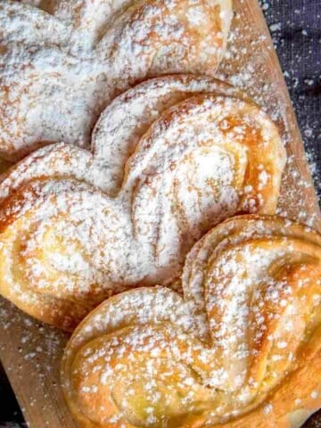 Palmiers pastry cookies are sometimes called shoe-soles, or glasses, were created early in the 20th century.