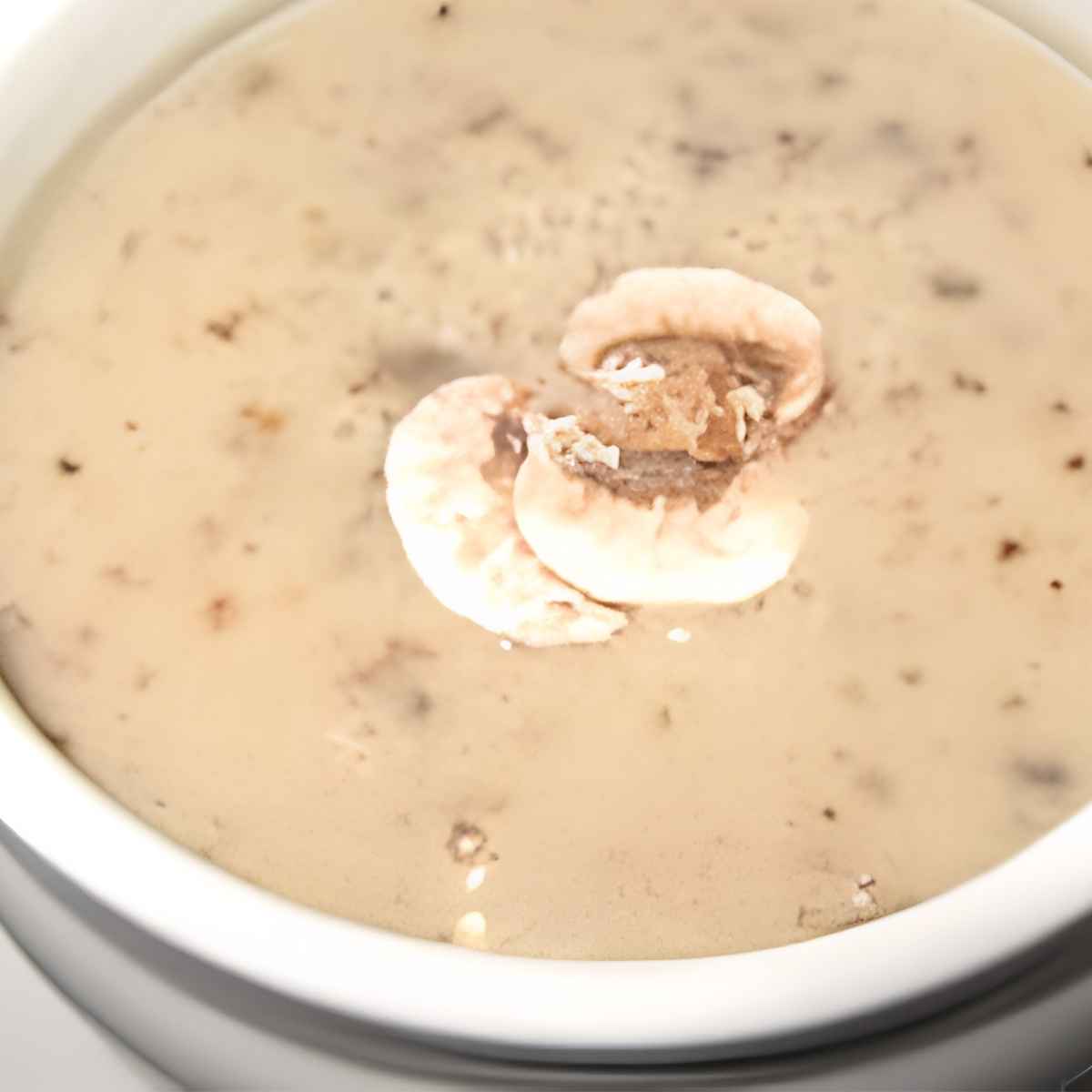 A classic French cream of mushroom soup with mushrooms, butter, cream and an egg-yolk finish.