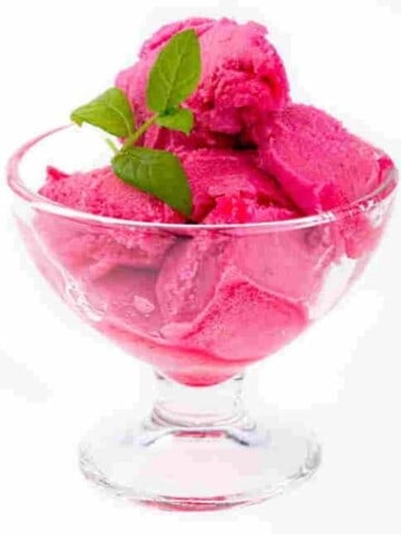 Strawberry sorbet dessert is easy to make with only 3 ingredients.