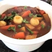 A Navarin is a lamb stew made with lamb and a selection of spring vegetables
